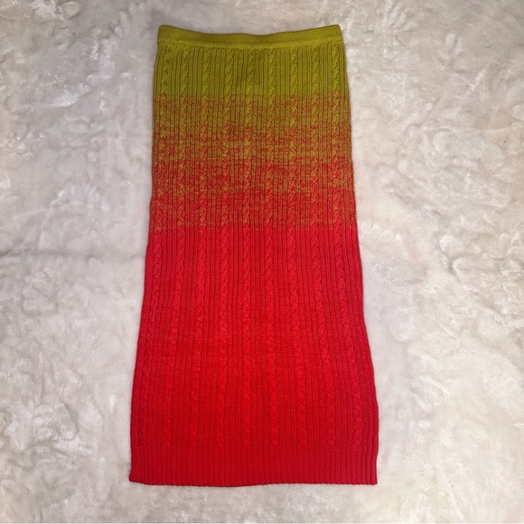 NWT The Drop Lola Red & Green Ombre Knit Midi Ribbed Skirt Size XS - Picture 4 of 10